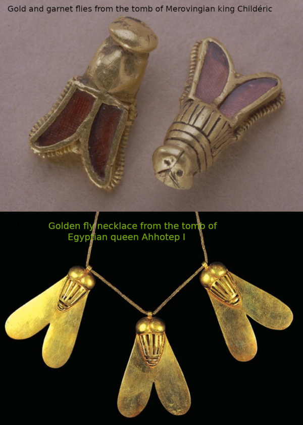 Comparison of Merovingian bees and Egyptian flies